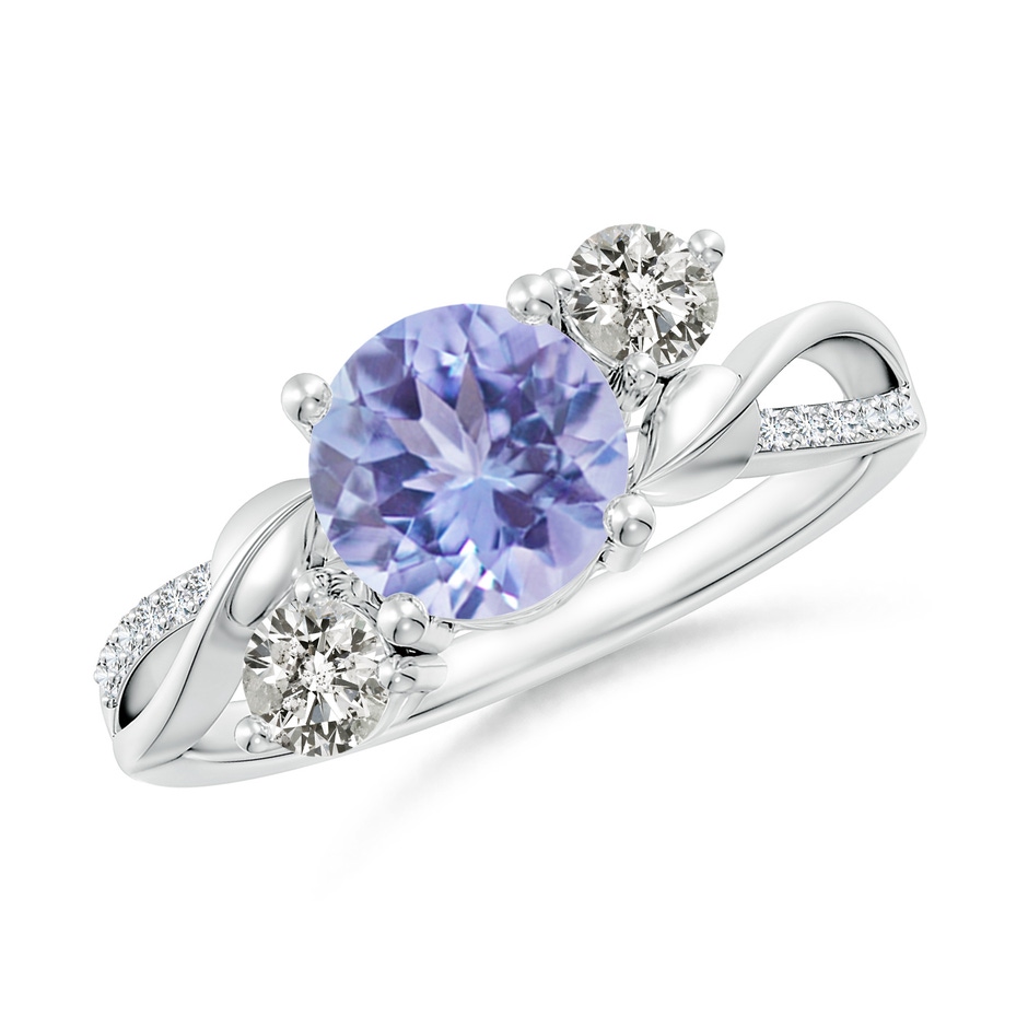 7mm A Tanzanite and Diamond Twisted Vine Ring in White Gold 