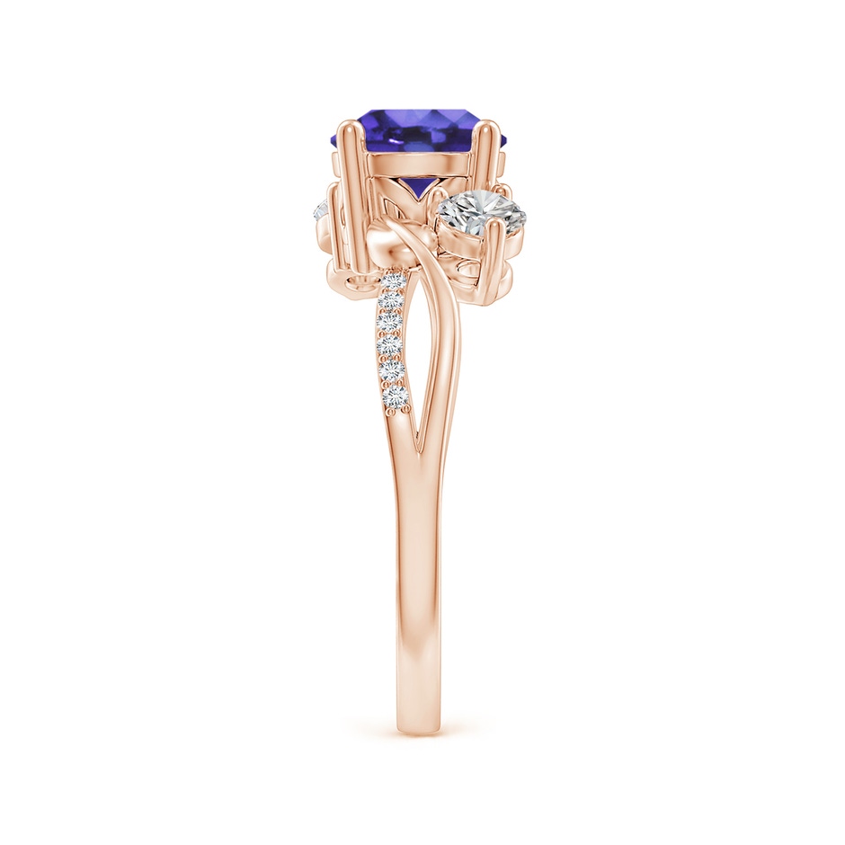 7mm AA Tanzanite and Diamond Twisted Vine Ring in Rose Gold side 299