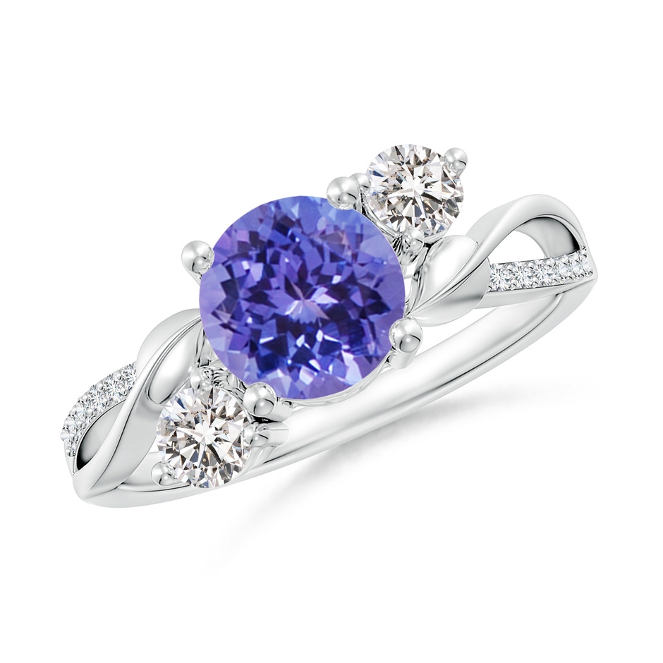 7mm AA Tanzanite and Diamond Twisted Vine Ring in White Gold 