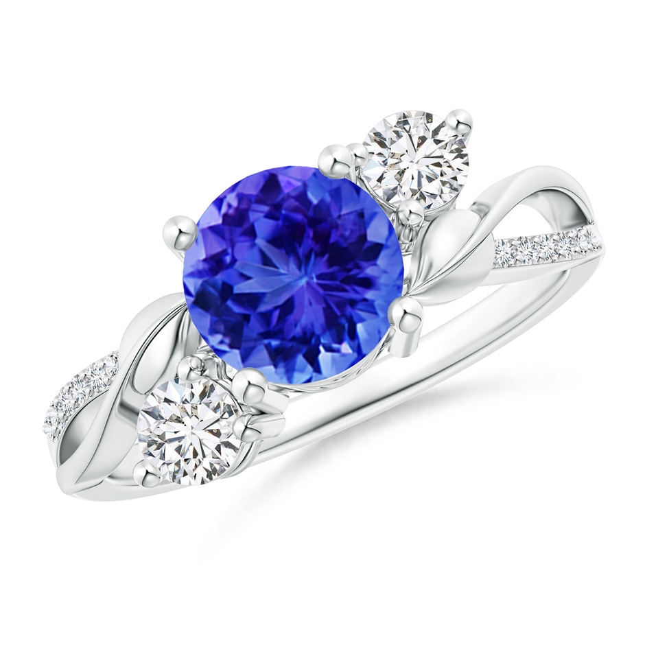 7mm AAA Tanzanite and Diamond Twisted Vine Ring in P950 Platinum 