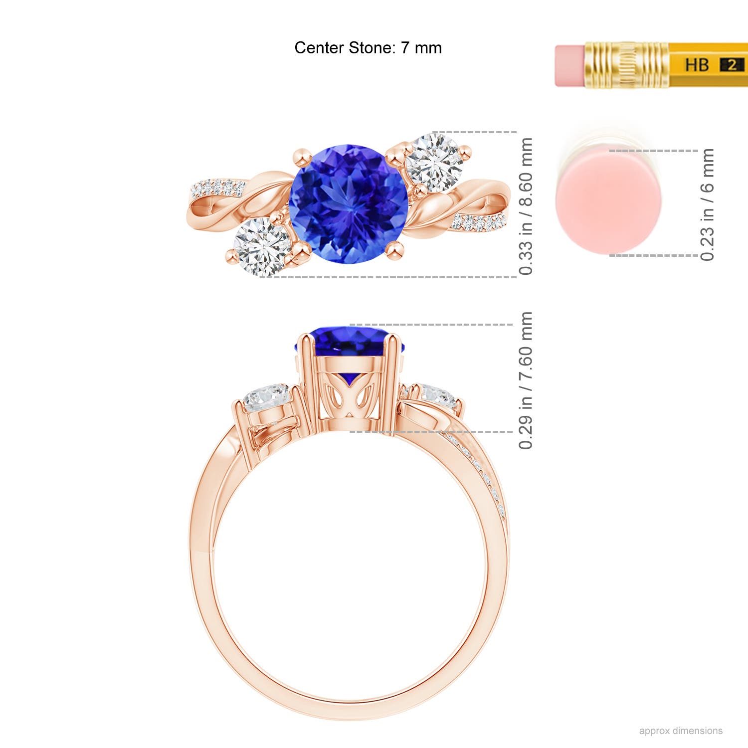 AAA - Tanzanite / 1.83 CT / 14 KT Rose Gold