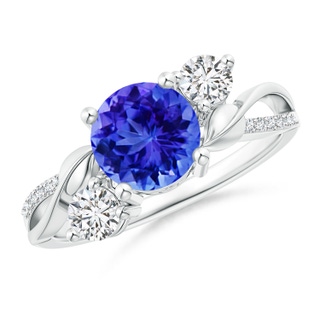 7mm AAA Tanzanite and Diamond Twisted Vine Ring in White Gold