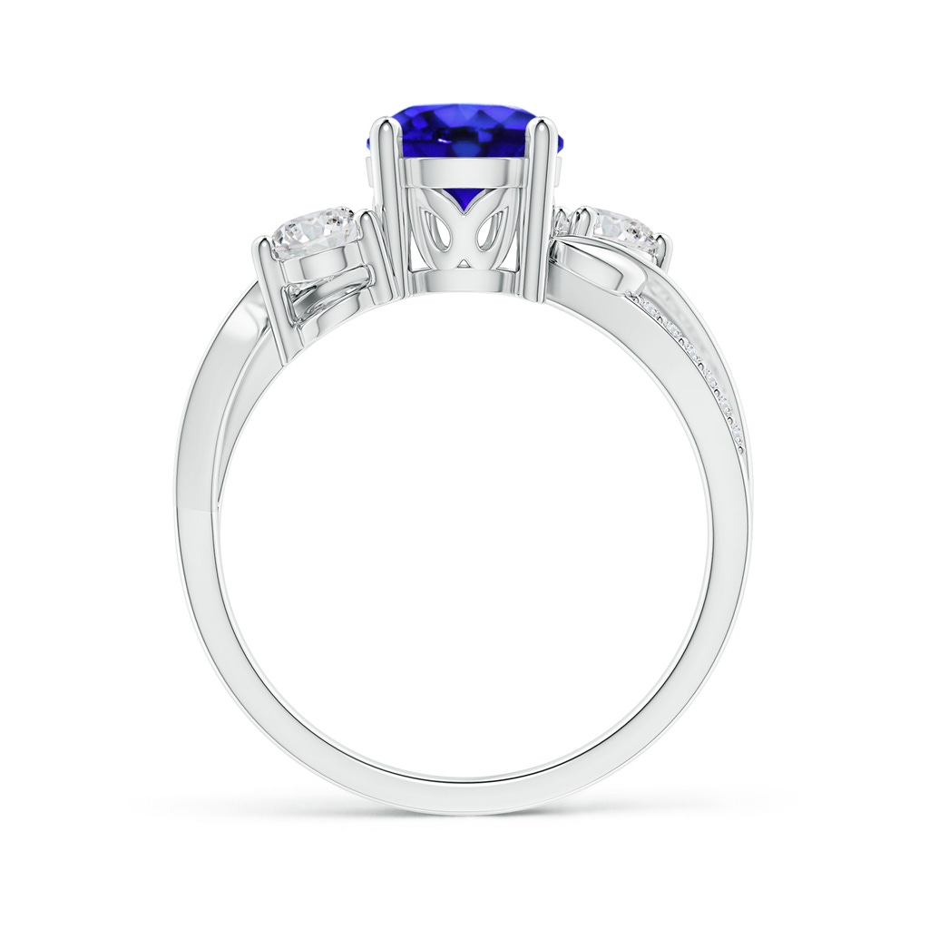 7mm AAA Tanzanite and Diamond Twisted Vine Ring in White Gold Side-1