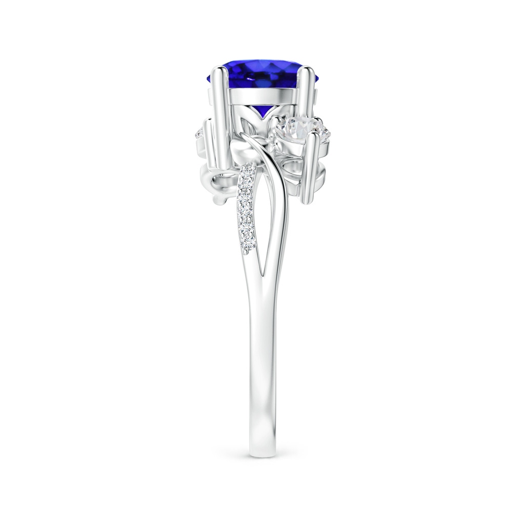 7mm AAA Tanzanite and Diamond Twisted Vine Ring in White Gold Side-2