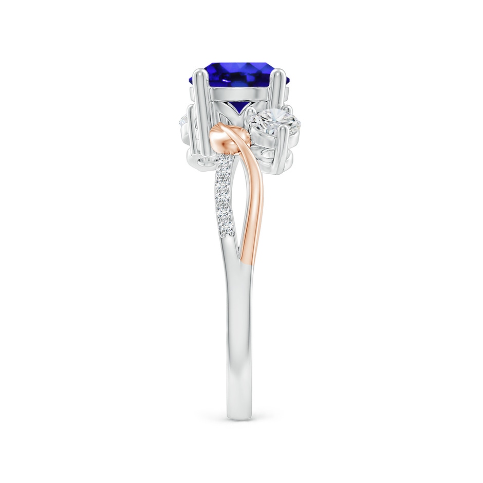 7mm AAA Tanzanite and Diamond Twisted Vine Ring in White Gold Rose Gold side 299