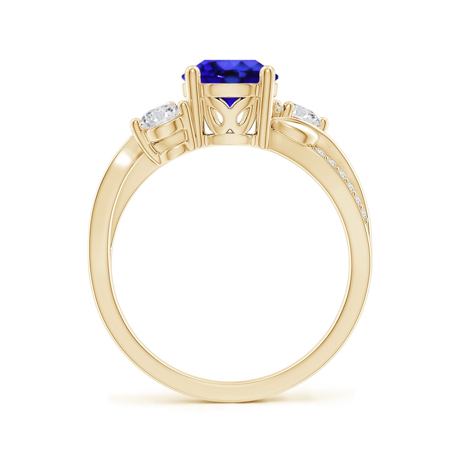 7mm AAA Tanzanite and Diamond Twisted Vine Ring in Yellow Gold side 199