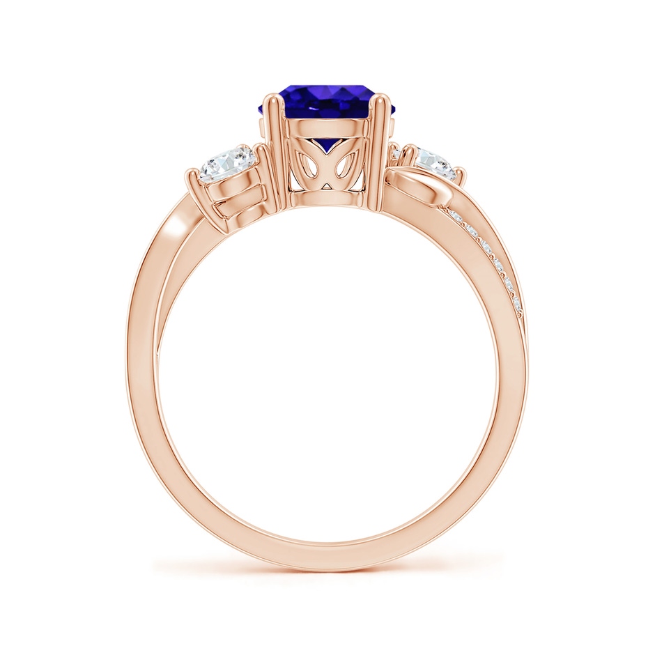 7mm AAAA Tanzanite and Diamond Twisted Vine Ring in 18K Rose Gold side 199