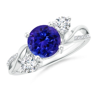 7mm AAAA Tanzanite and Diamond Twisted Vine Ring in P950 Platinum