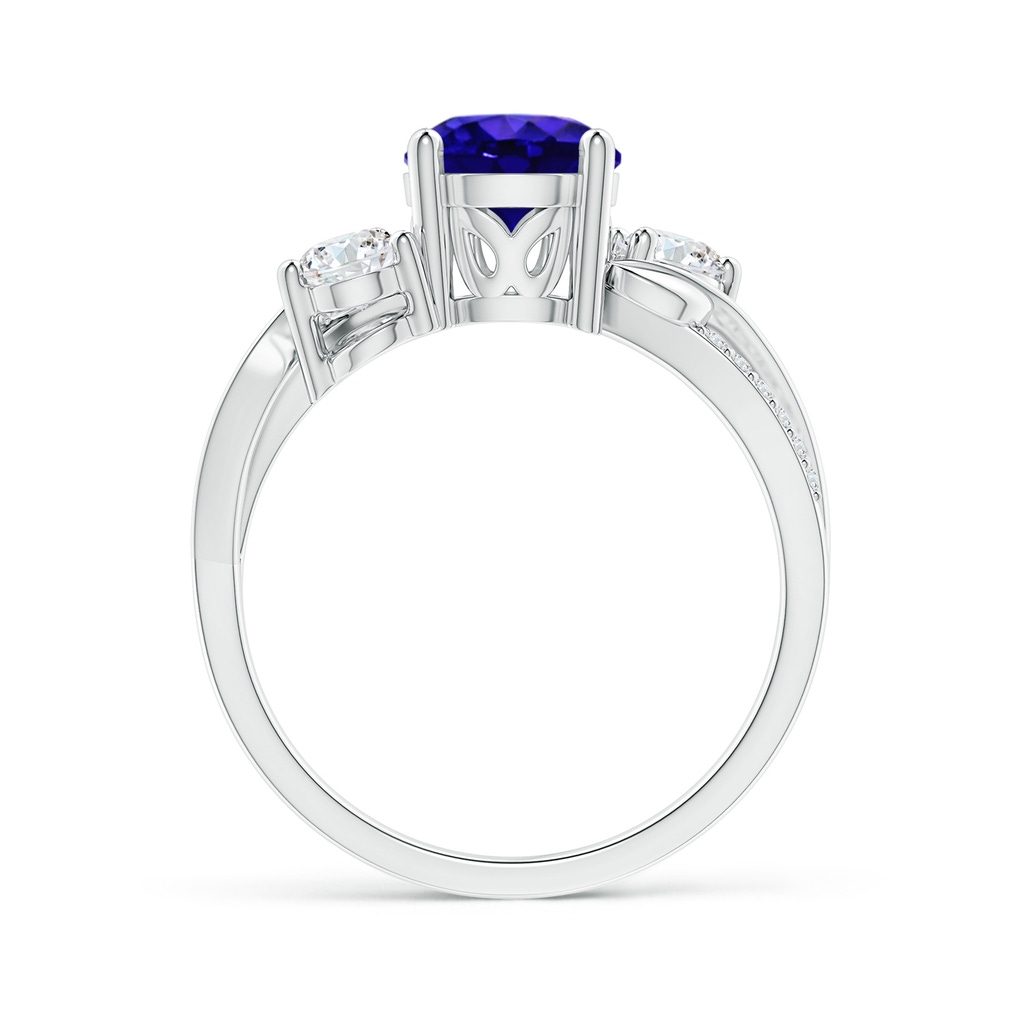 7mm AAAA Tanzanite and Diamond Twisted Vine Ring in P950 Platinum Side-1