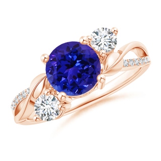 7mm AAAA Tanzanite and Diamond Twisted Vine Ring in Rose Gold