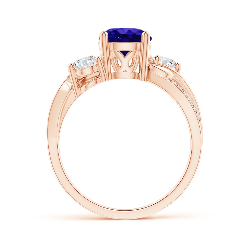 7mm AAAA Tanzanite and Diamond Twisted Vine Ring in Rose Gold Side-1