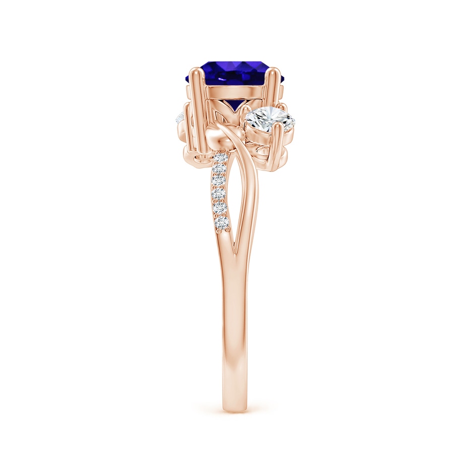 7mm AAAA Tanzanite and Diamond Twisted Vine Ring in Rose Gold side 299