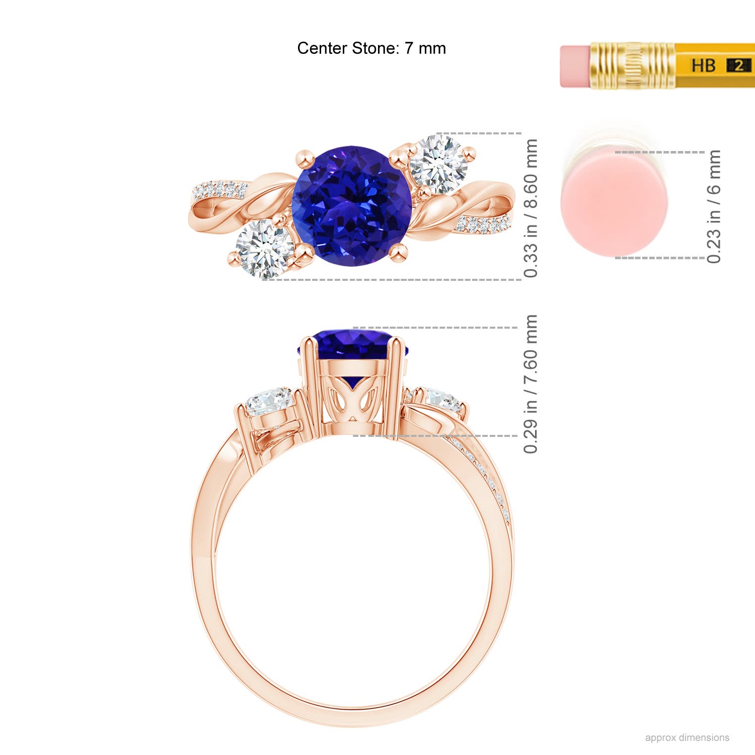 AAAA - Tanzanite / 1.83 CT / 14 KT Rose Gold