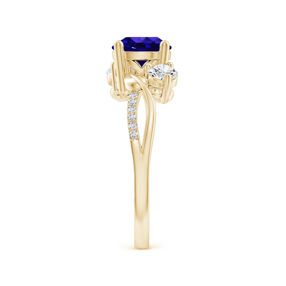 7mm AAAA Tanzanite and Diamond Twisted Vine Ring in Yellow Gold side 299
