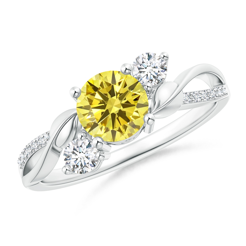 6mm AAAA Fancy Intense Yellow and White Diamond Twisted Vine Ring in P950 Platinum