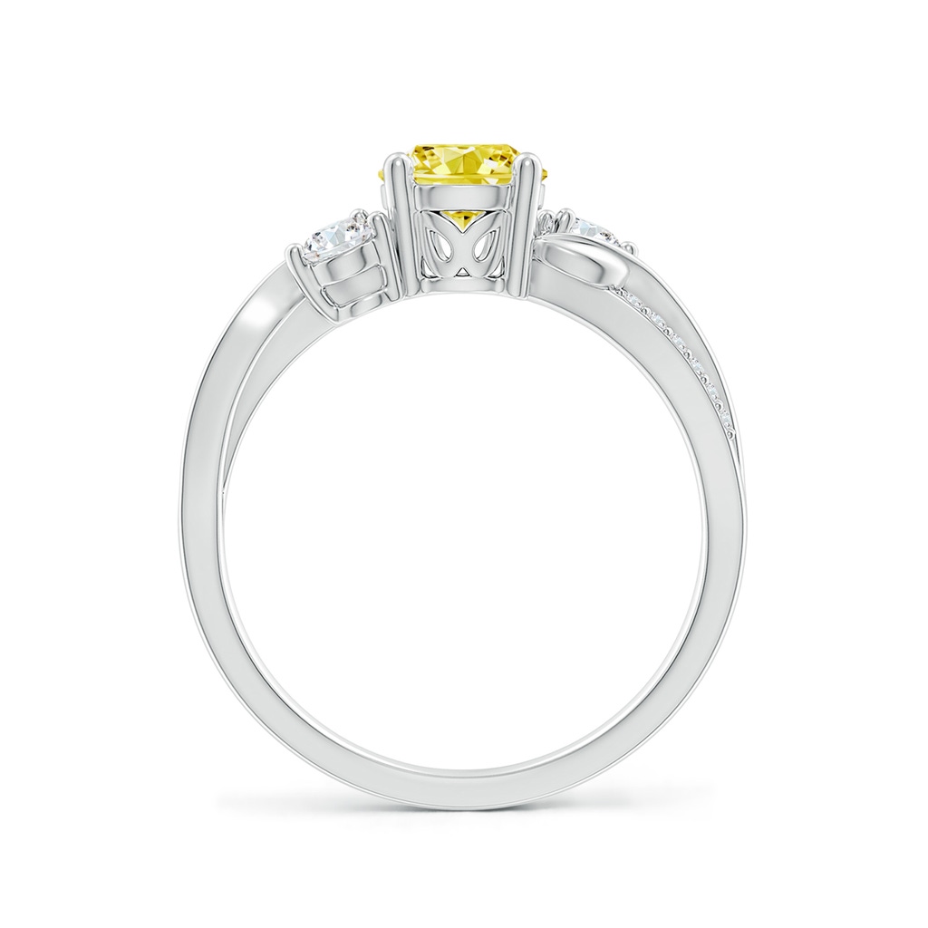 6mm AAAA Fancy Intense Yellow and White Diamond Twisted Vine Ring in P950 Platinum - side 199