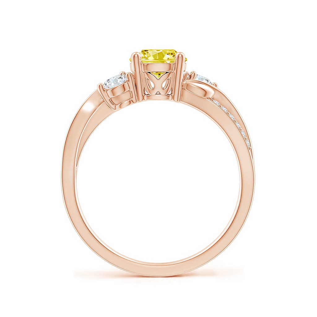 6mm AAAA Fancy Intense Yellow and White Diamond Twisted Vine Ring in Rose Gold - side 199