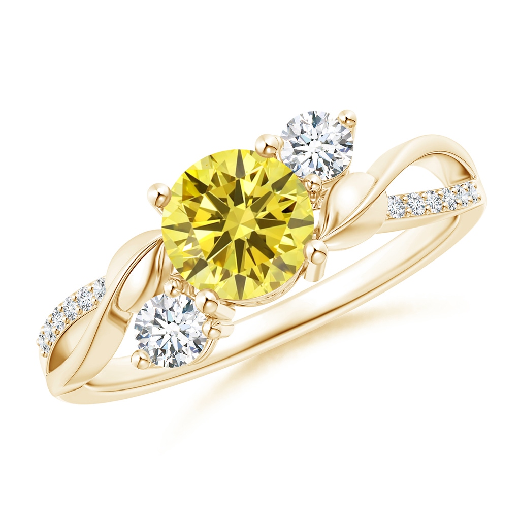 6mm AAAA Fancy Intense Yellow and White Diamond Twisted Vine Ring in Yellow Gold