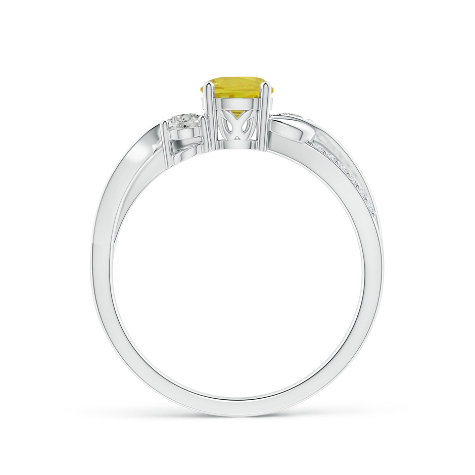 5mm A Yellow Sapphire and Diamond Twisted Vine Ring in 9K White Gold product image