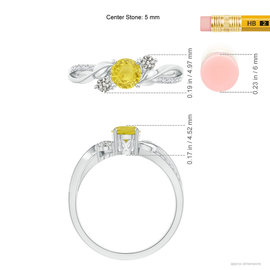 5mm A Yellow Sapphire and Diamond Twisted Vine Ring in 9K White Gold product image