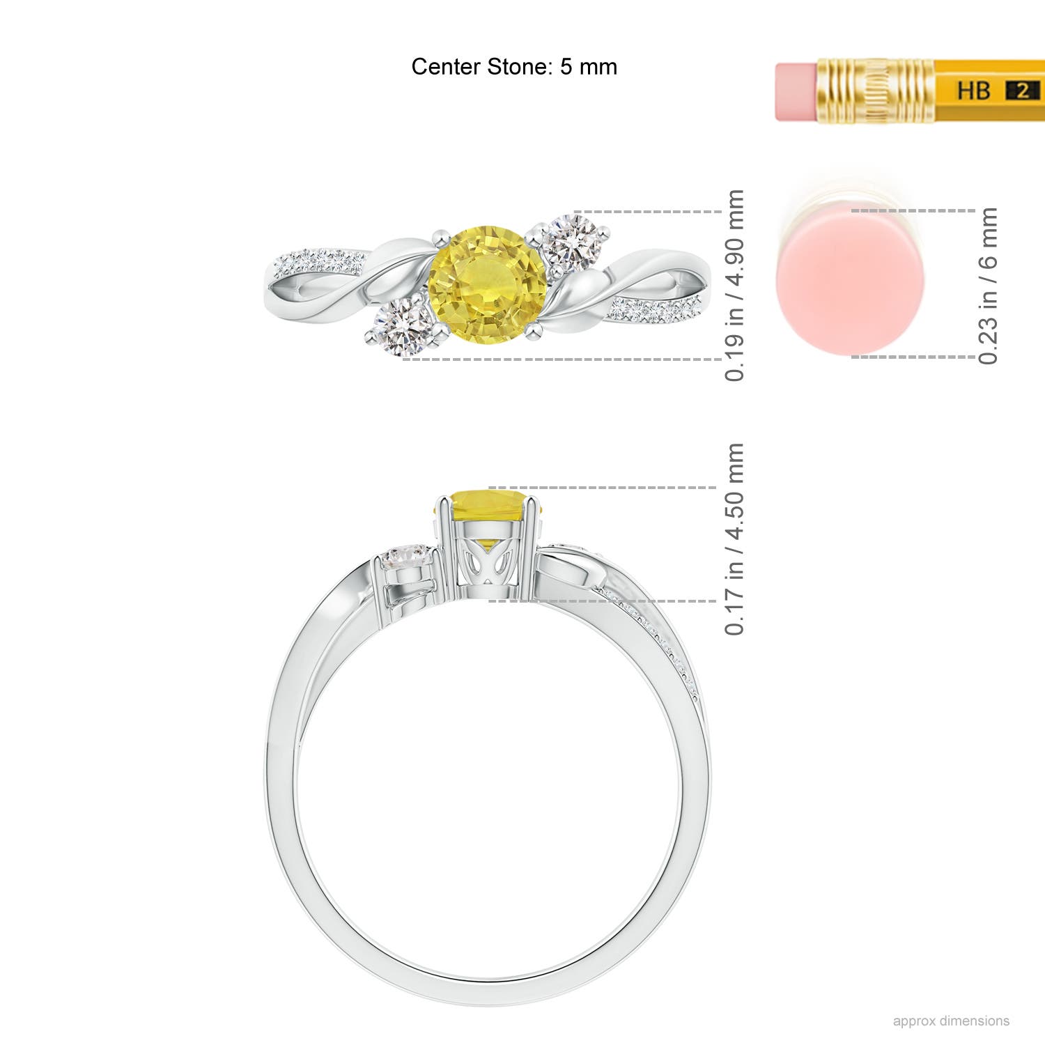 AA - Yellow Sapphire / 0.73 CT / 14 KT White Gold