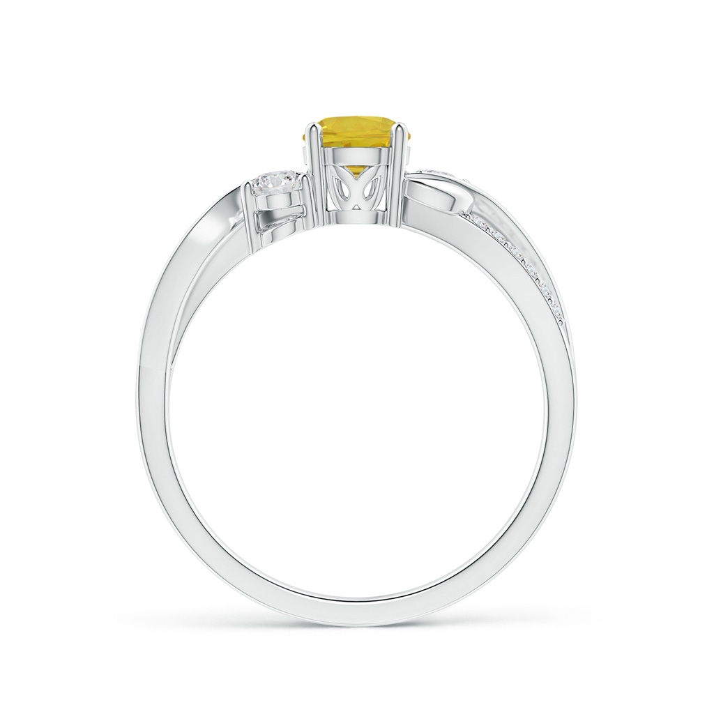 5mm AAA Yellow Sapphire and Diamond Twisted Vine Ring in White Gold Side-1