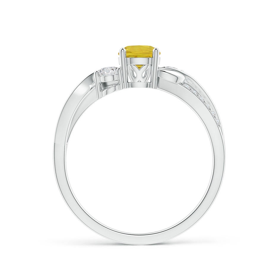 5mm AAA Yellow Sapphire and Diamond Twisted Vine Ring in White Gold side-1