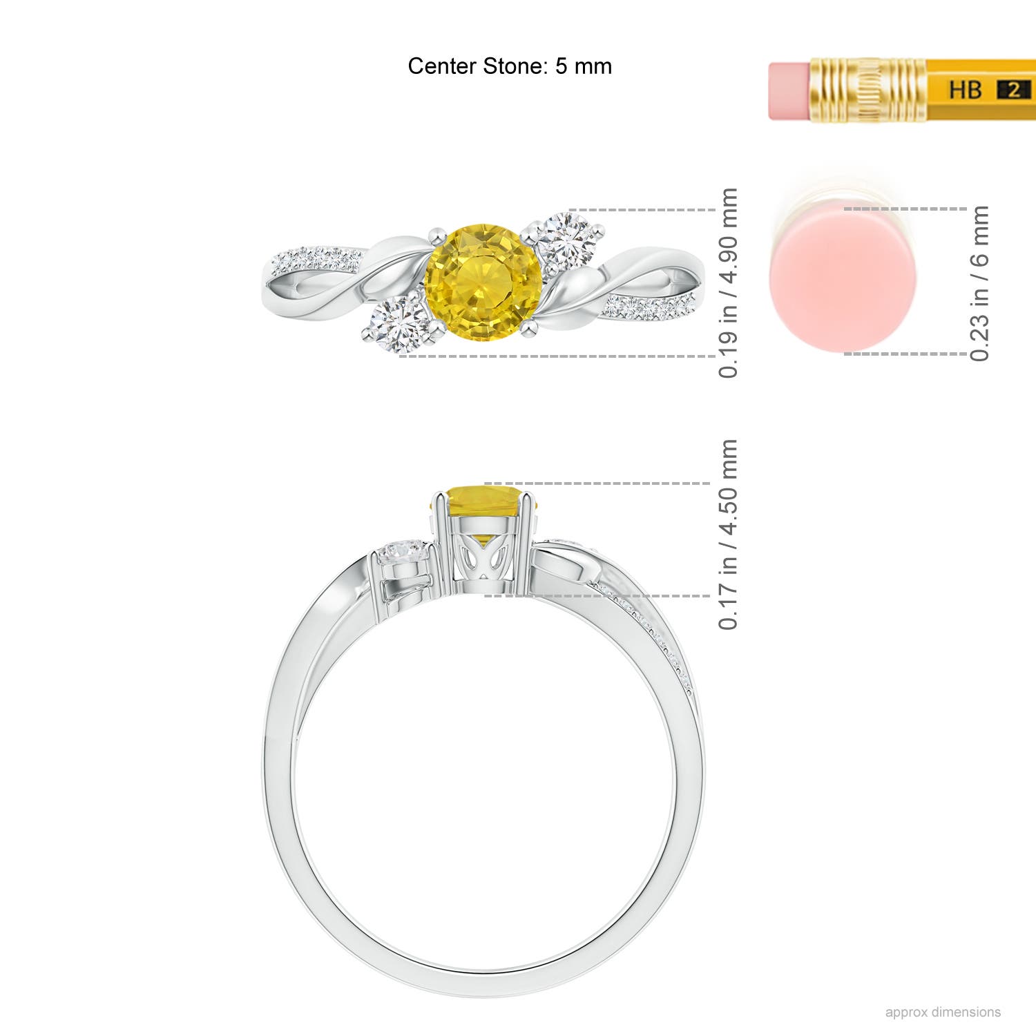 AAA - Yellow Sapphire / 0.73 CT / 14 KT White Gold