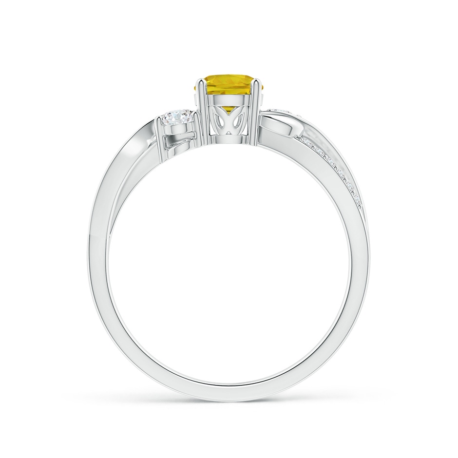 5mm AAAA Yellow Sapphire and Diamond Twisted Vine Ring in White Gold side-1