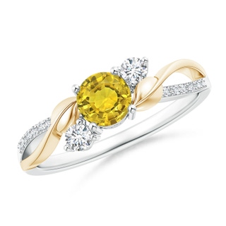 5mm AAAA Yellow Sapphire and Diamond Twisted Vine Ring in White Gold Yellow Gold