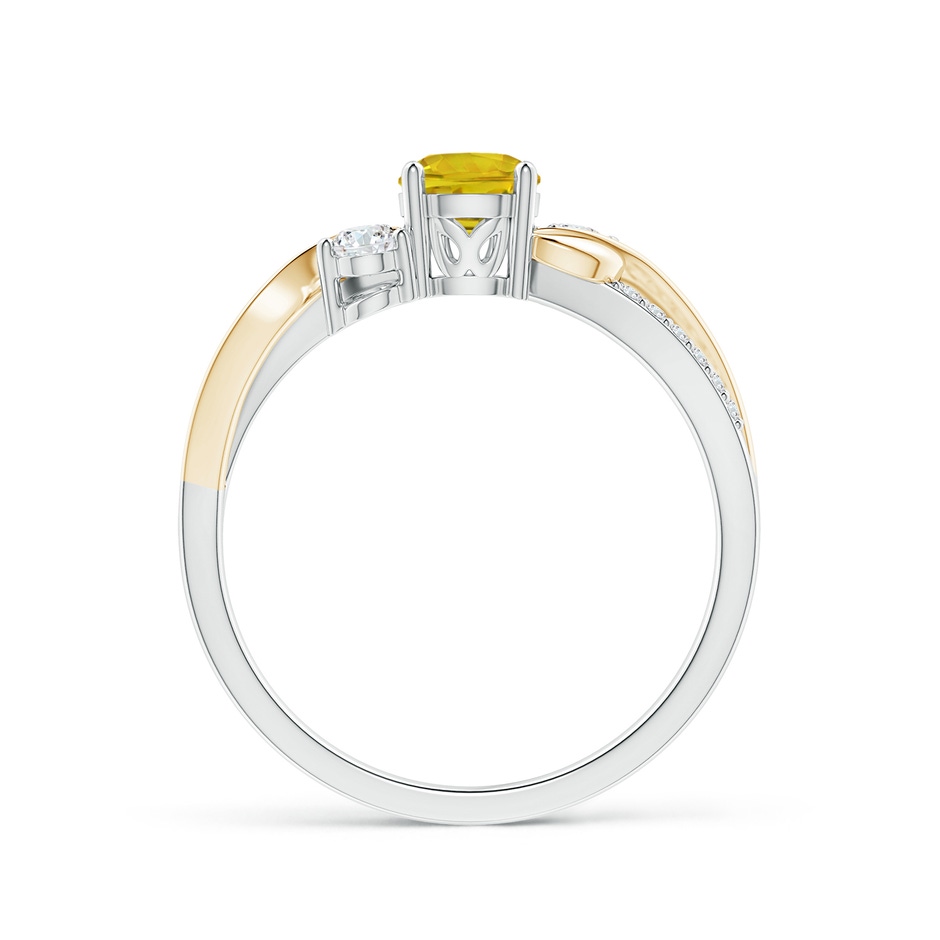 5mm AAAA Yellow Sapphire and Diamond Twisted Vine Ring in White Gold Yellow Gold side-1