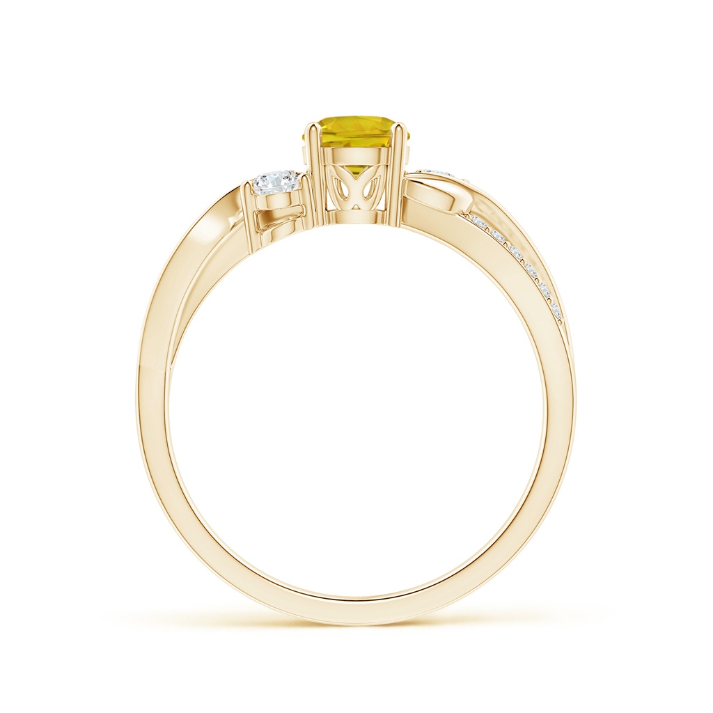 5mm AAAA Yellow Sapphire and Diamond Twisted Vine Ring in Yellow Gold Side-1