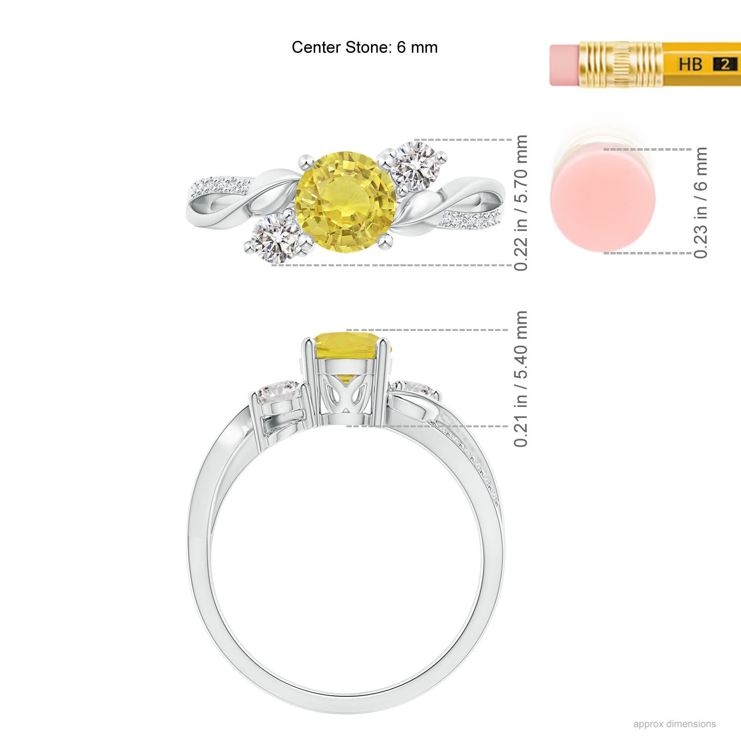 AA - Yellow Sapphire / 1.27 CT / 14 KT White Gold