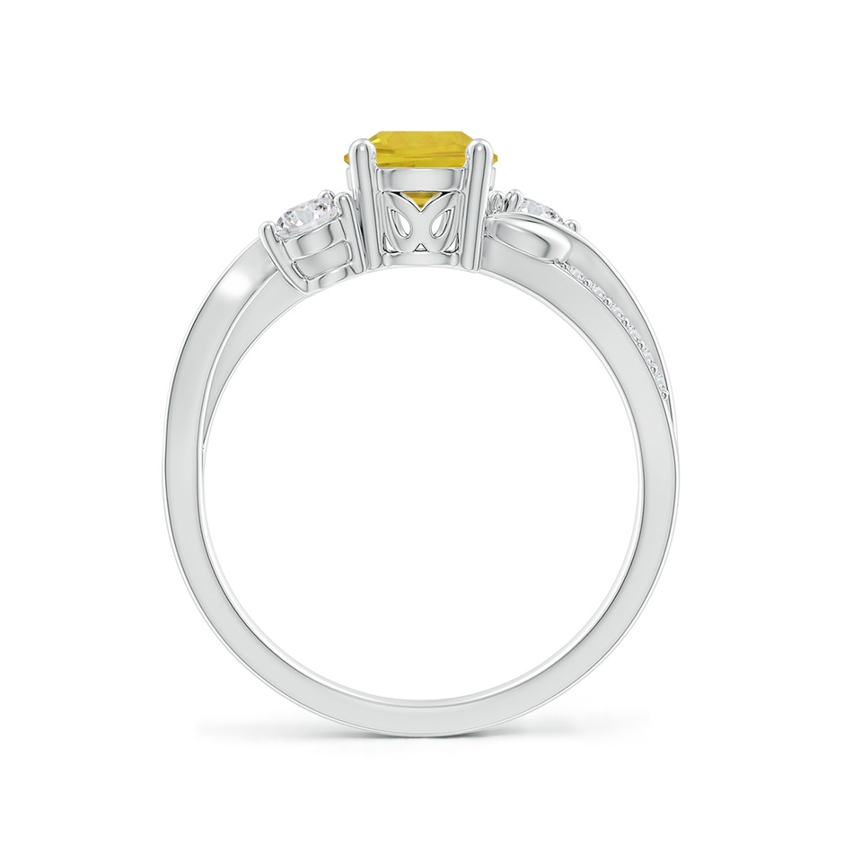 6mm AAA Yellow Sapphire and Diamond Twisted Vine Ring in White Gold side 199