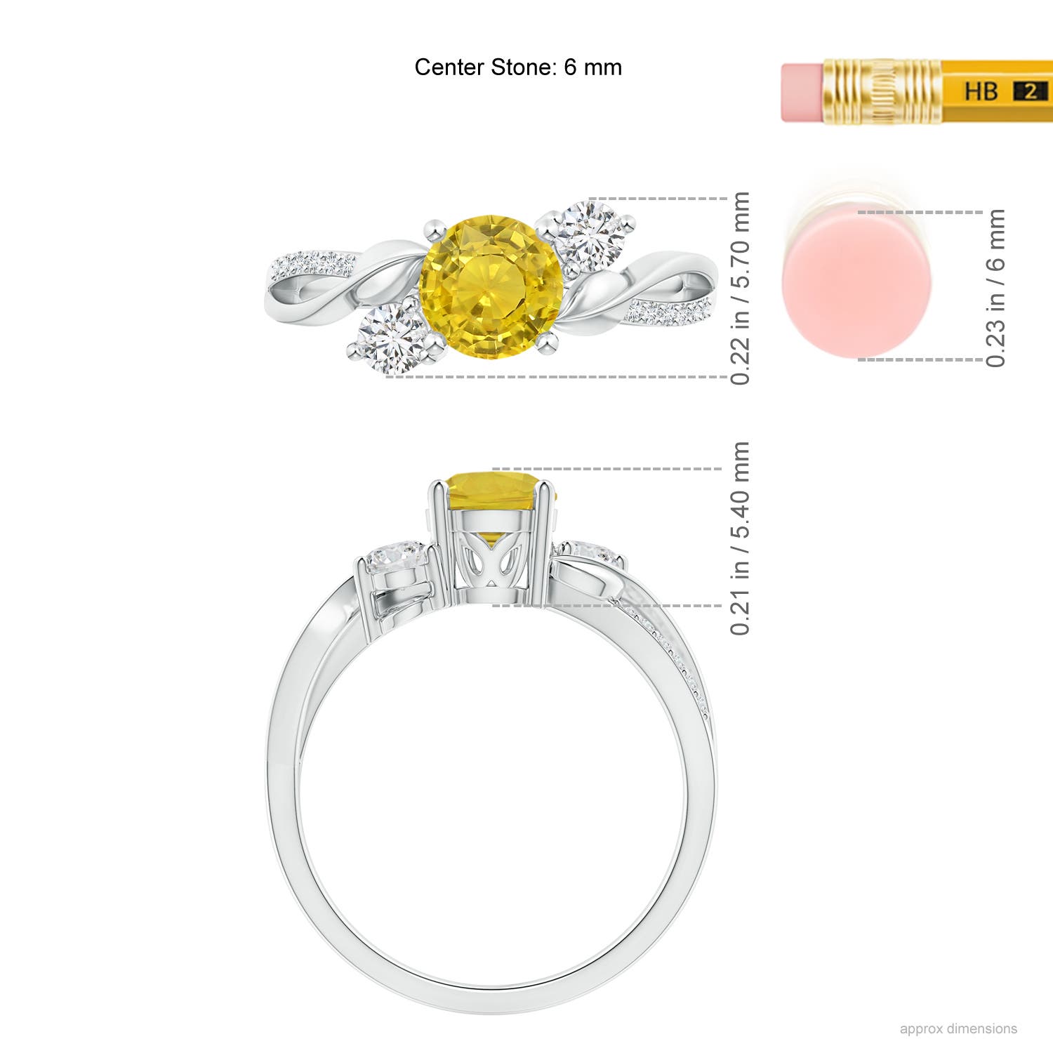 AAA - Yellow Sapphire / 1.27 CT / 14 KT White Gold