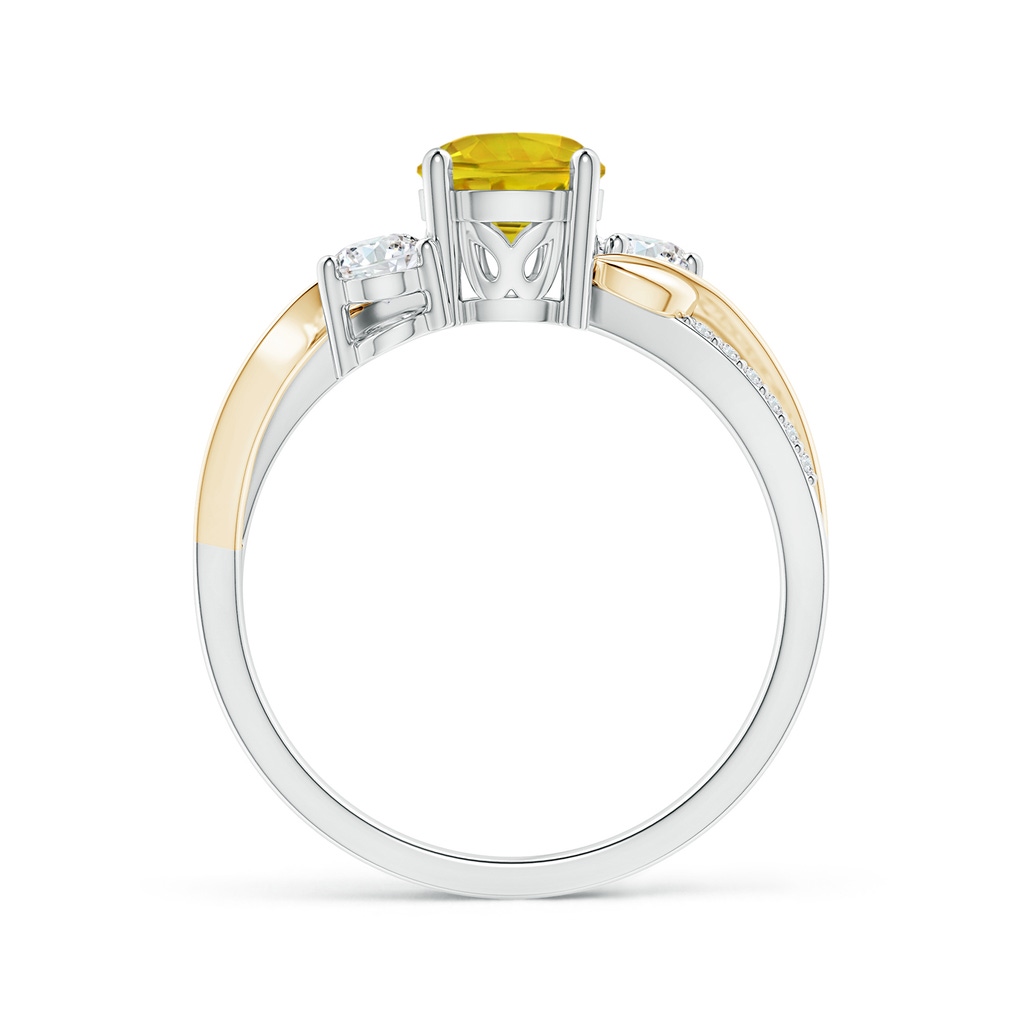 6mm AAAA Yellow Sapphire and Diamond Twisted Vine Ring in 10K White Gold 10K Yellow Gold Product Image