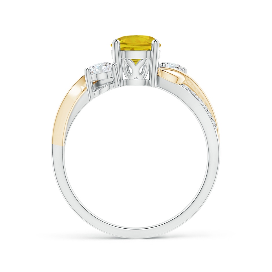 6mm AAAA Yellow Sapphire and Diamond Twisted Vine Ring in 10K White Gold 10K Yellow Gold product image