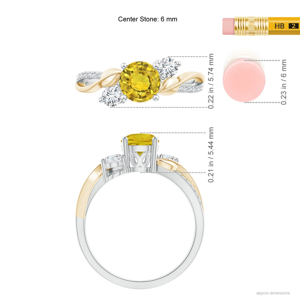 6mm AAAA Yellow Sapphire and Diamond Twisted Vine Ring in 10K White Gold 10K Yellow Gold Product Image