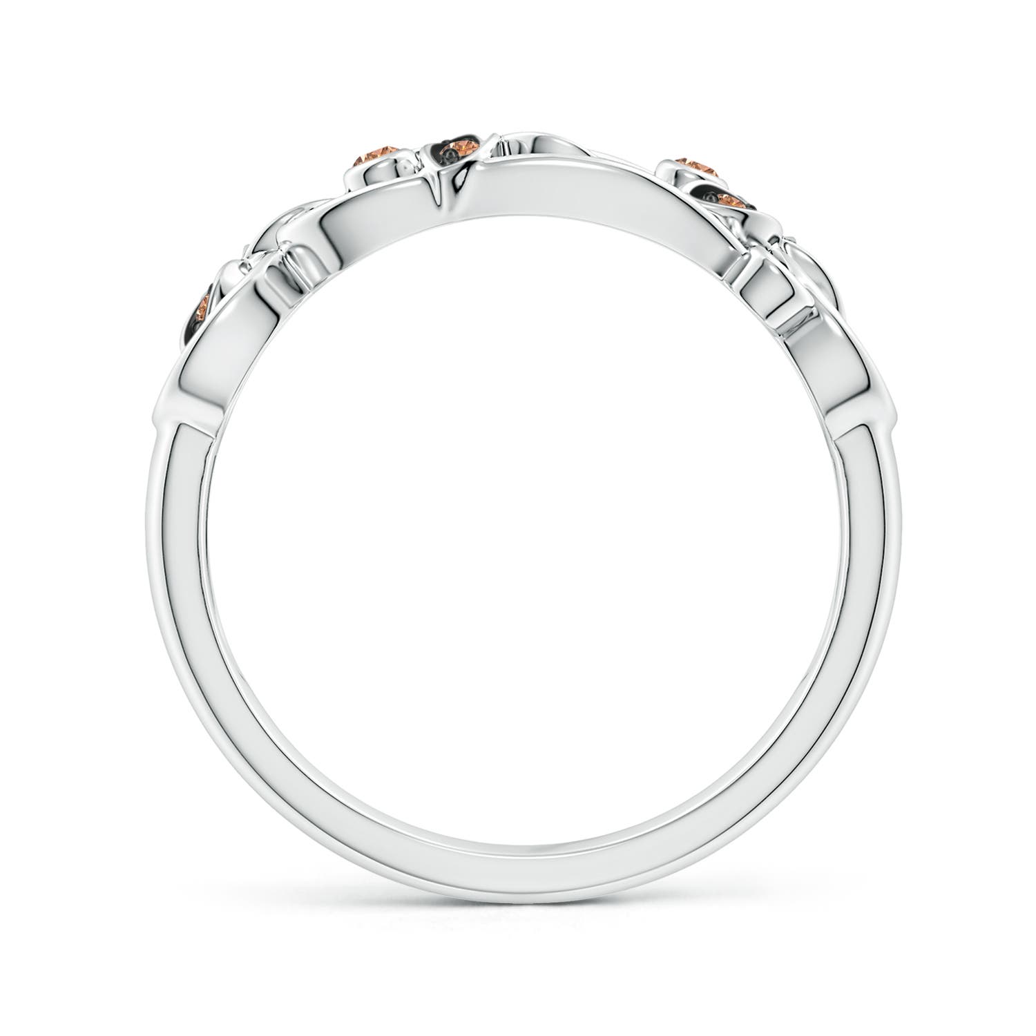 1.5mm AAAA Vintage Style Brown Diamond Flower Scroll Ring in White Gold - side 1