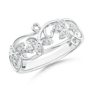 1.5mm GVS2 Vintage Style Diamond Flower Scroll Ring in White Gold