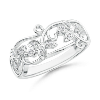 1.5mm HSI2 Vintage Style Diamond Flower Scroll Ring in White Gold