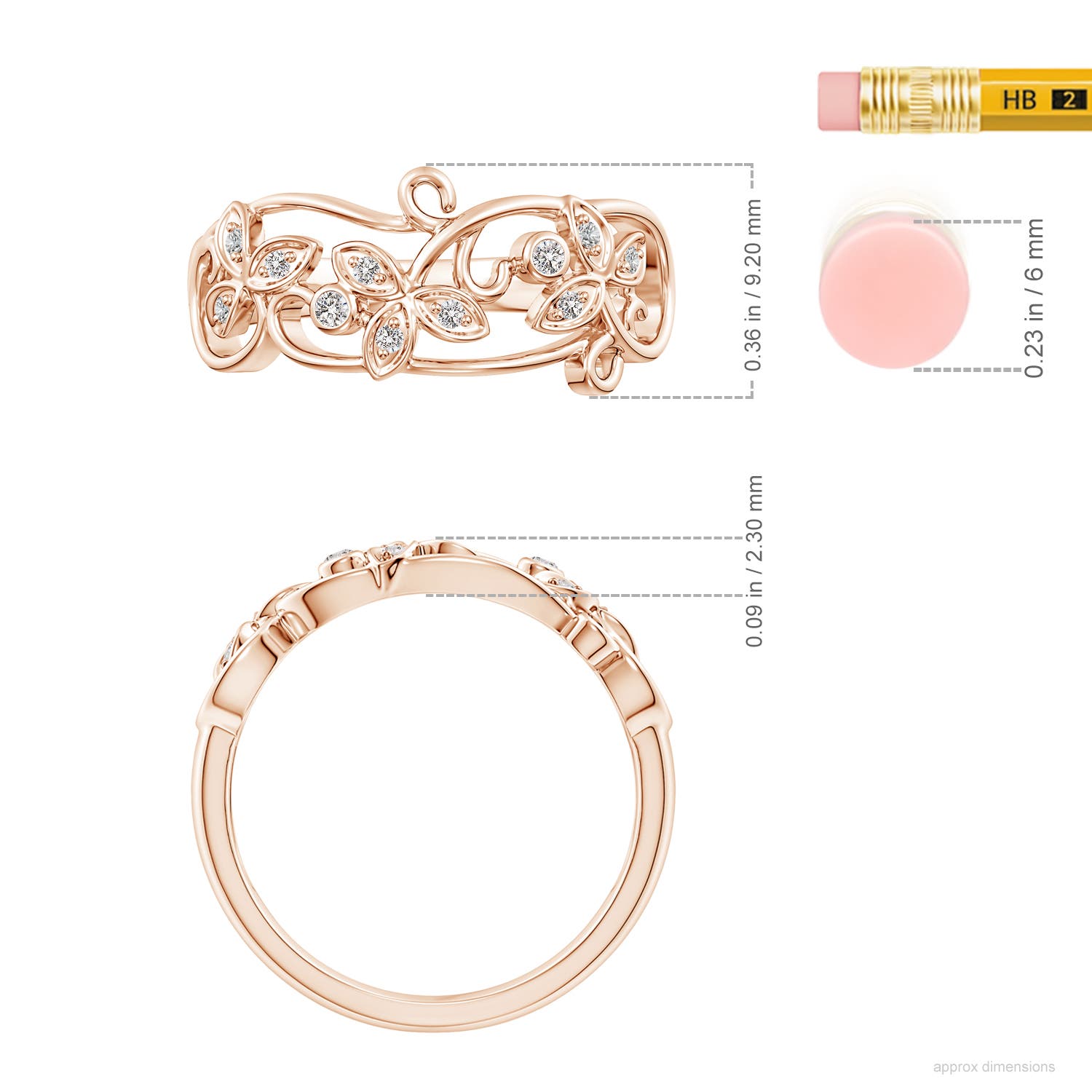 I-J, I1-I2 / 0.08 CT / 14 KT Rose Gold