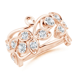 3.3mm GVS2 Vintage Style Diamond Flower Scroll Ring in 18K Rose Gold