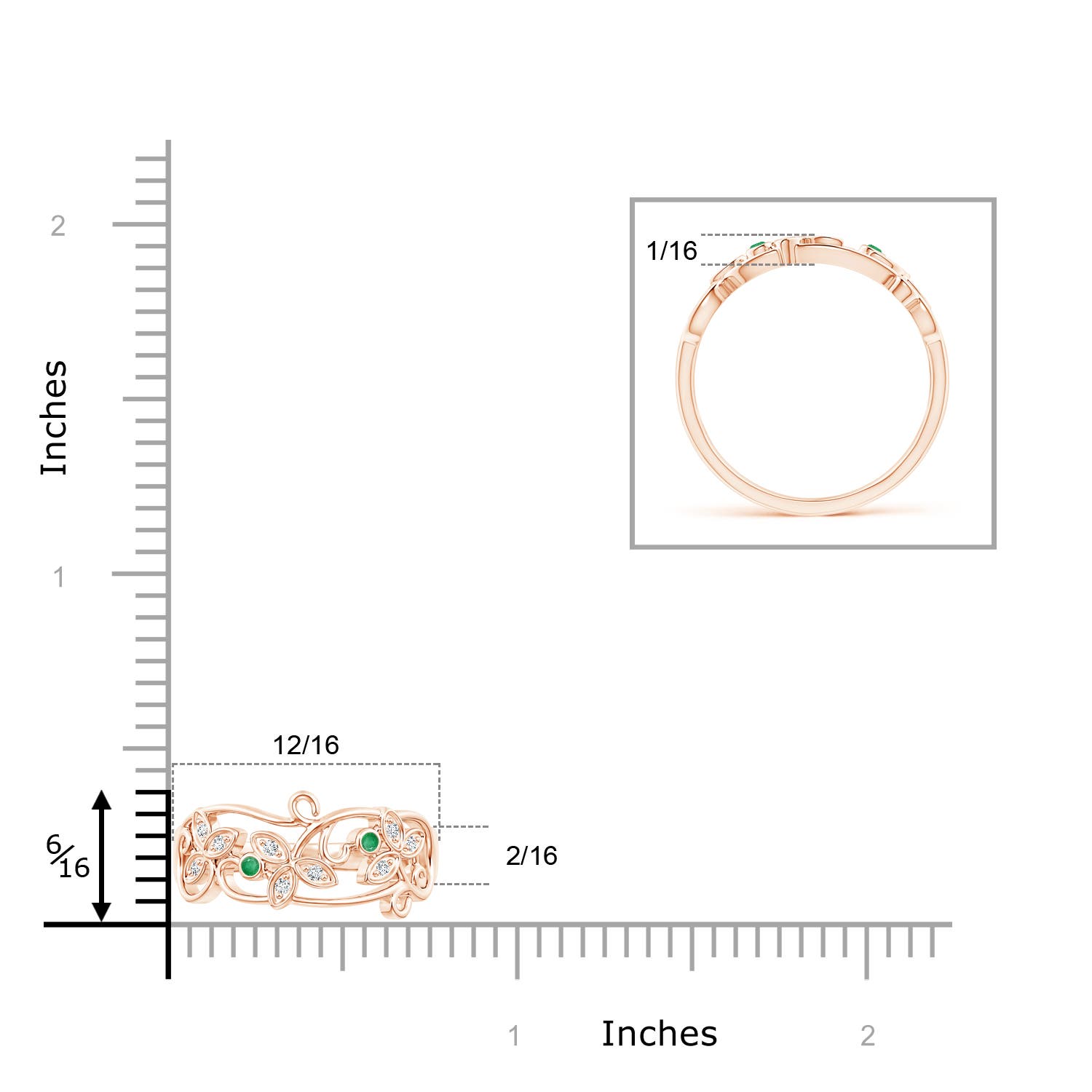 A - Emerald / 0.09 CT / 14 KT Rose Gold