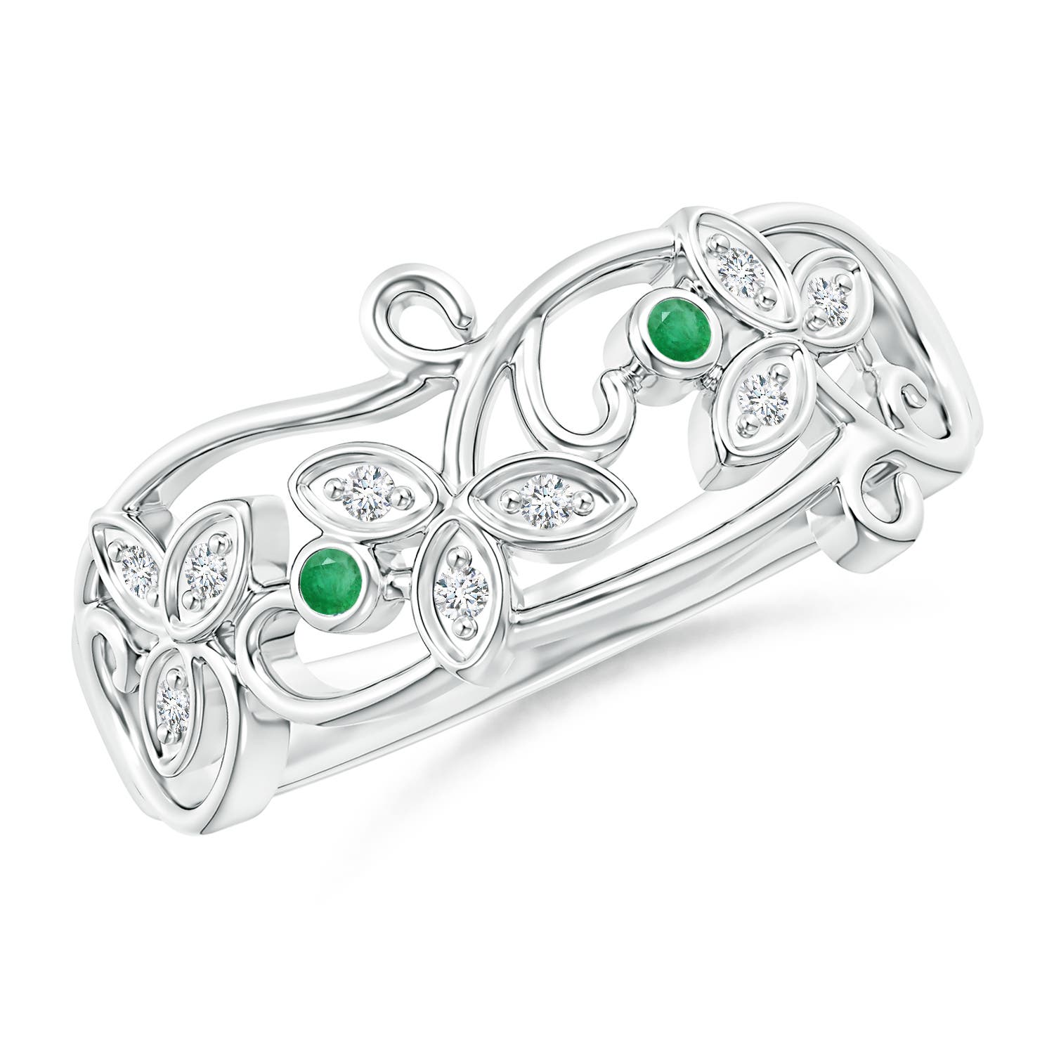 A - Emerald / 0.09 CT / 14 KT White Gold