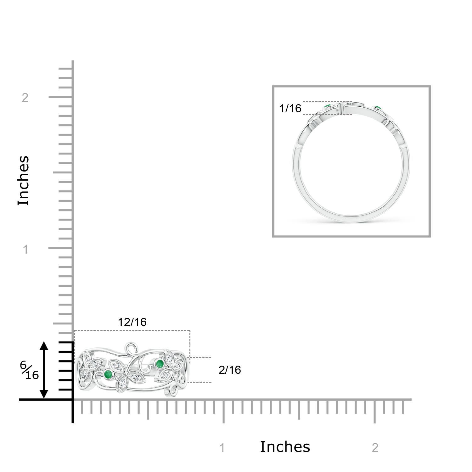 A - Emerald / 0.09 CT / 14 KT White Gold