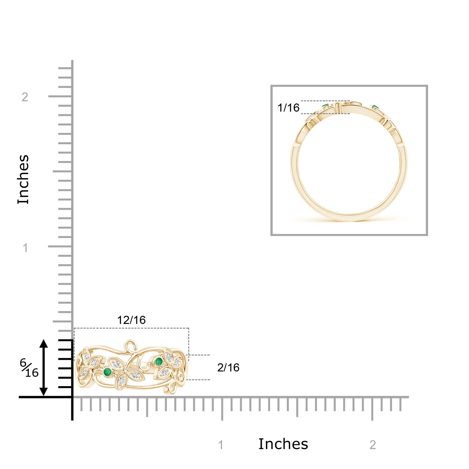 A - Emerald / 0.09 CT / 14 KT Yellow Gold