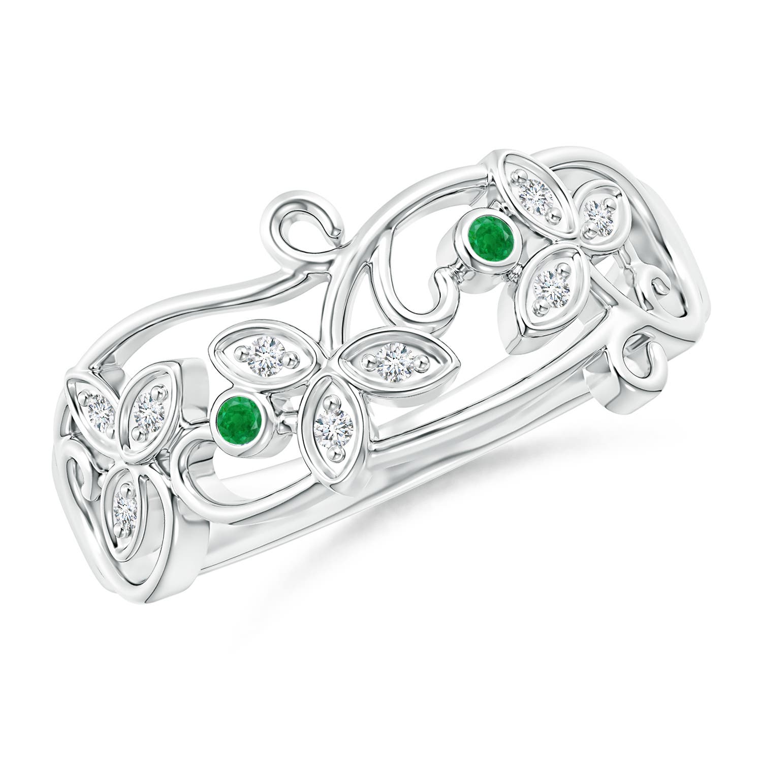 AA - Emerald / 0.09 CT / 14 KT White Gold