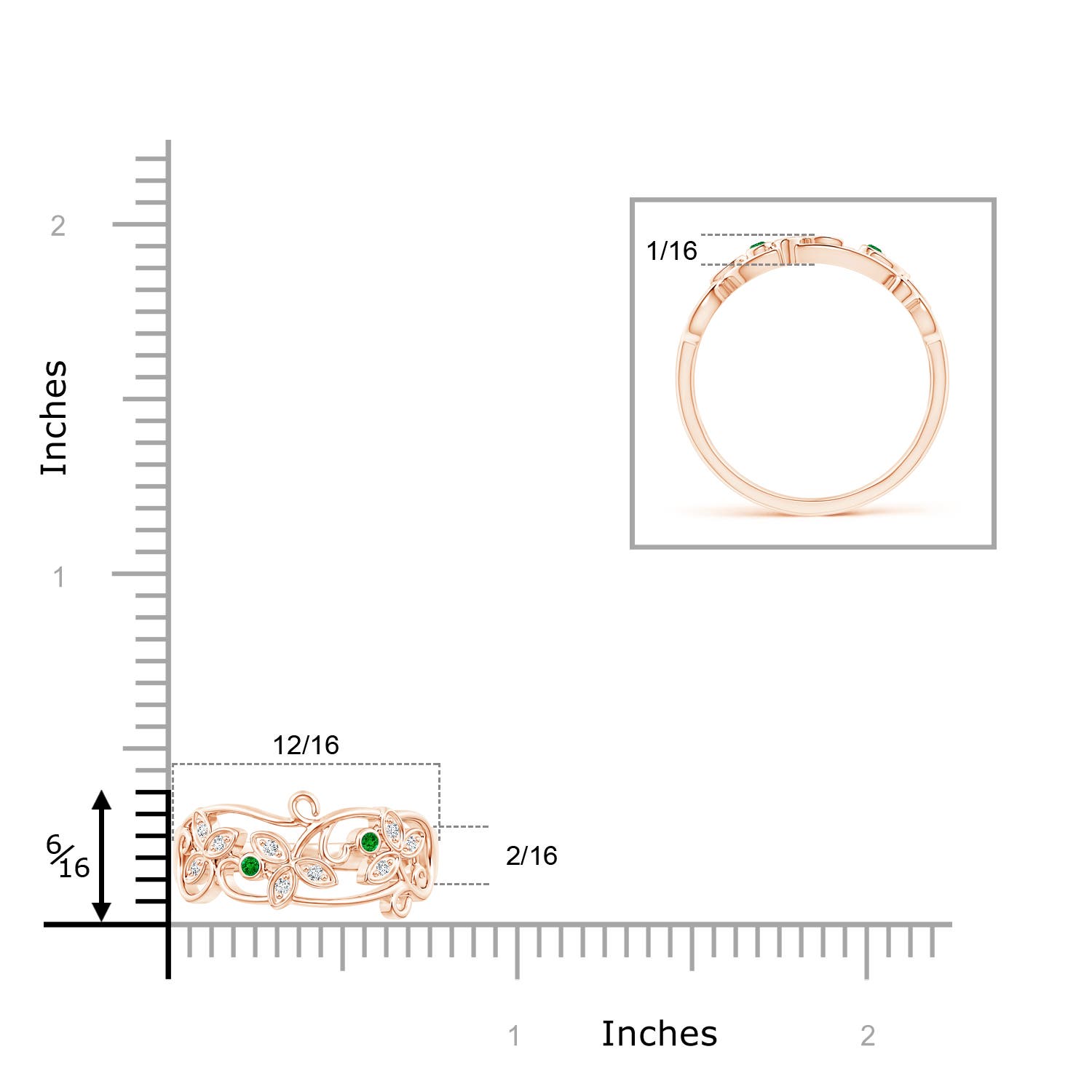 AAAA - Emerald / 0.09 CT / 14 KT Rose Gold