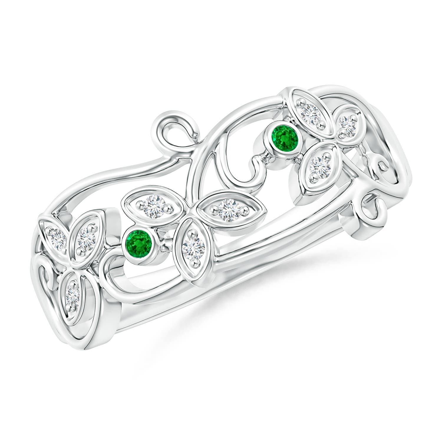 AAAA - Emerald / 0.09 CT / 14 KT White Gold